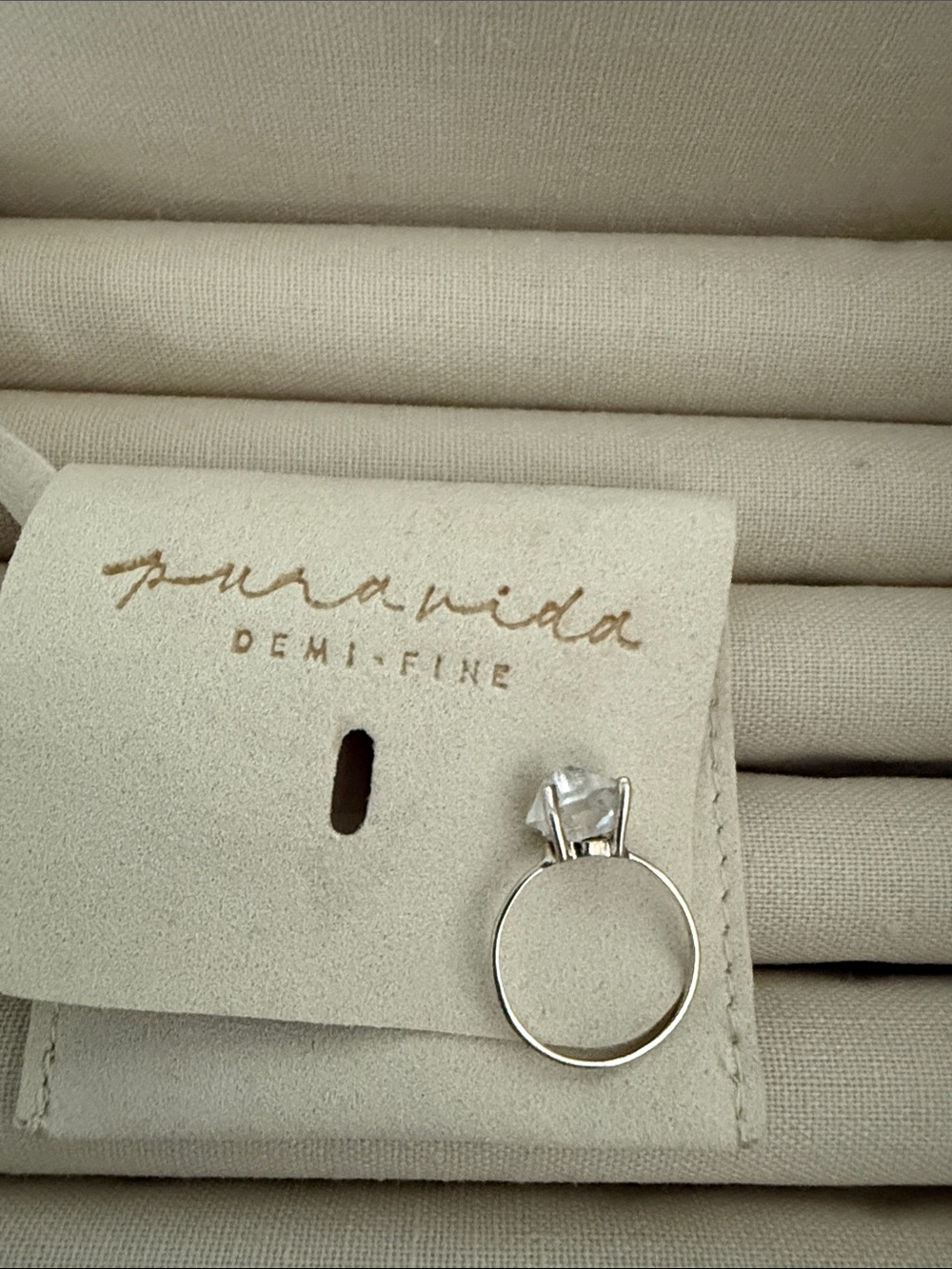 Pura Vida Silver Solitaire Ring with Herkimer diamond